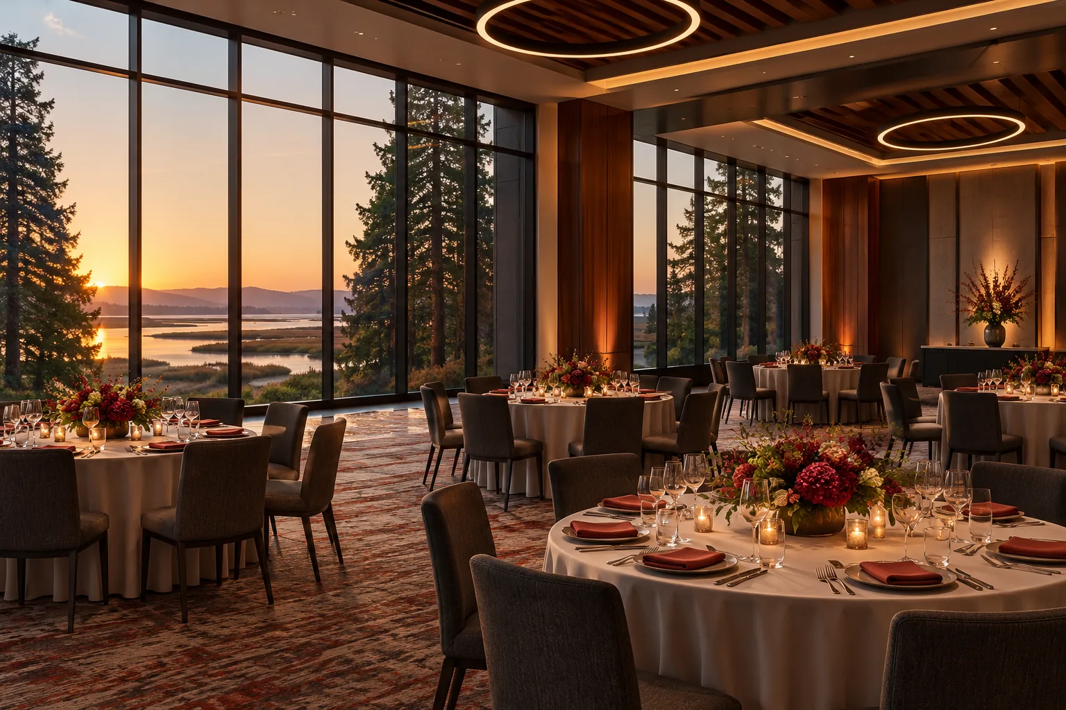 Event venue set up before guests arrive in Redwood City
