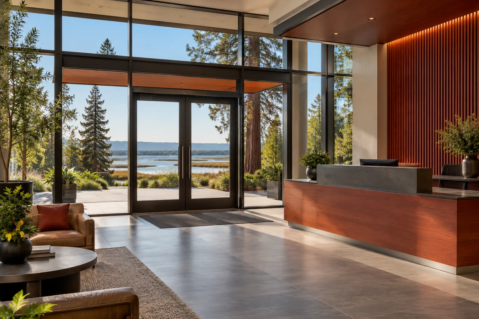 Office entry with visitor check-in in Redwood City